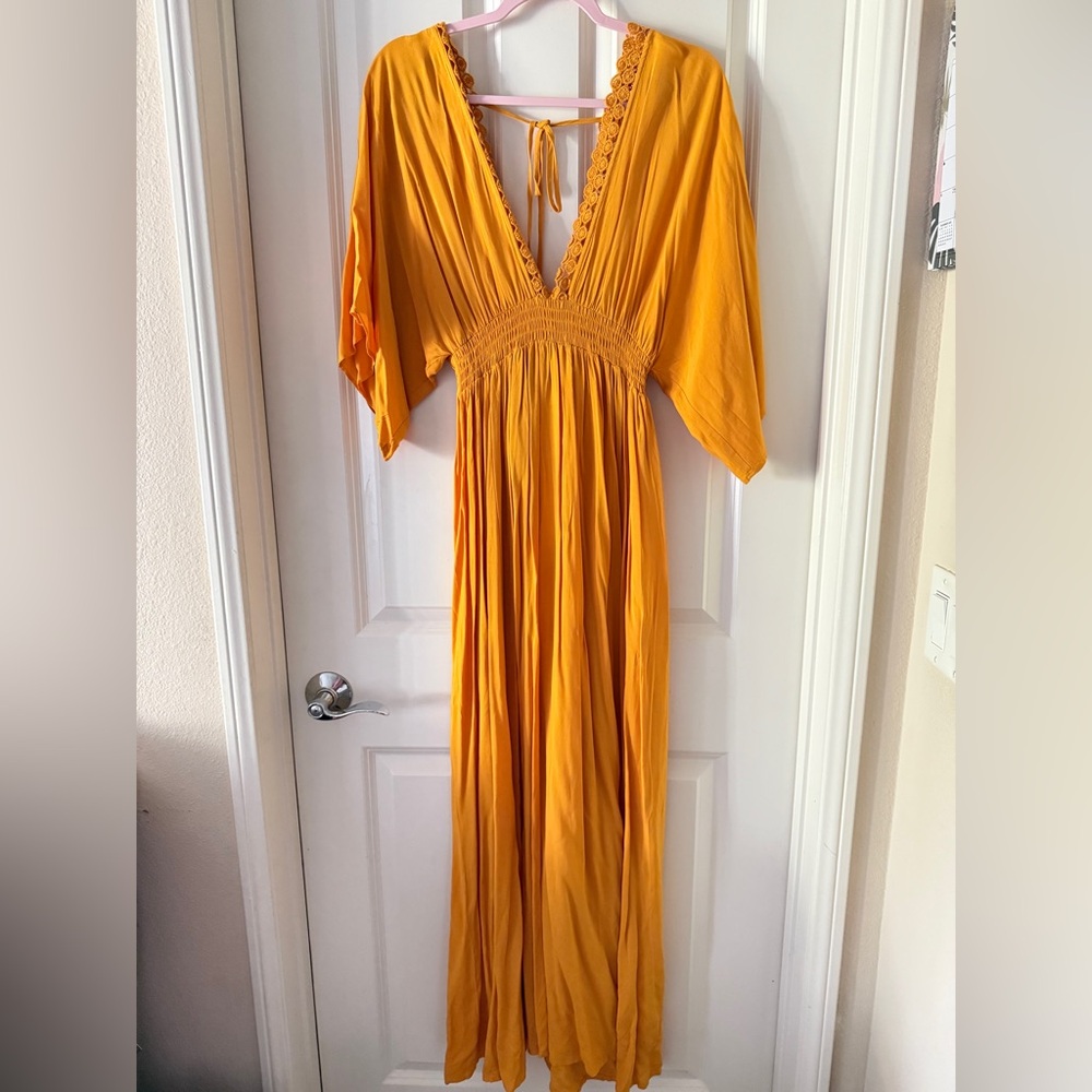 Forever 21 NWOT Golden Mustard Yellow Maxi Dress